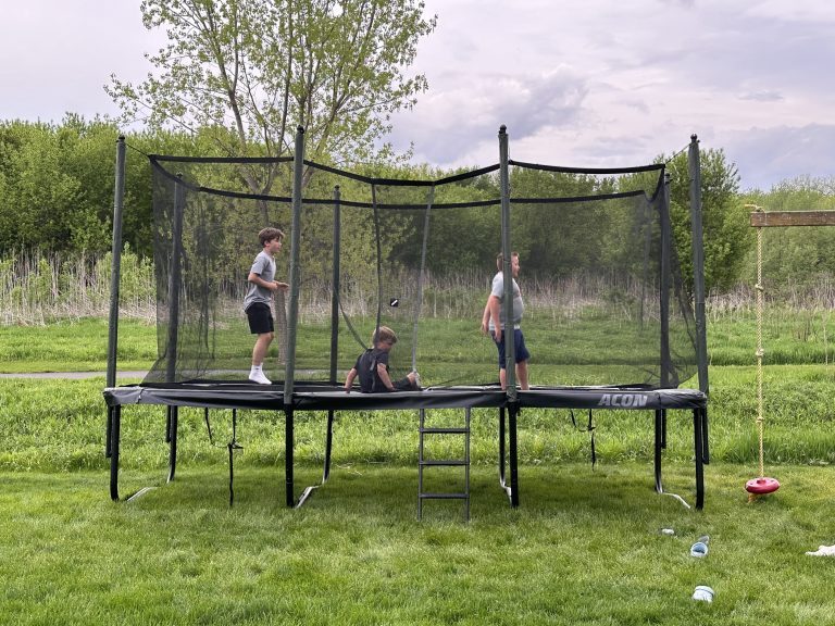 16-ft high-performance rectangular trampoline assembly