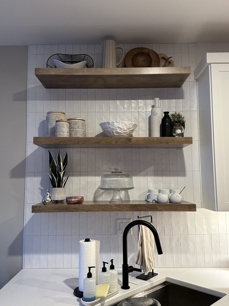 Installation of floating kitchen shelves