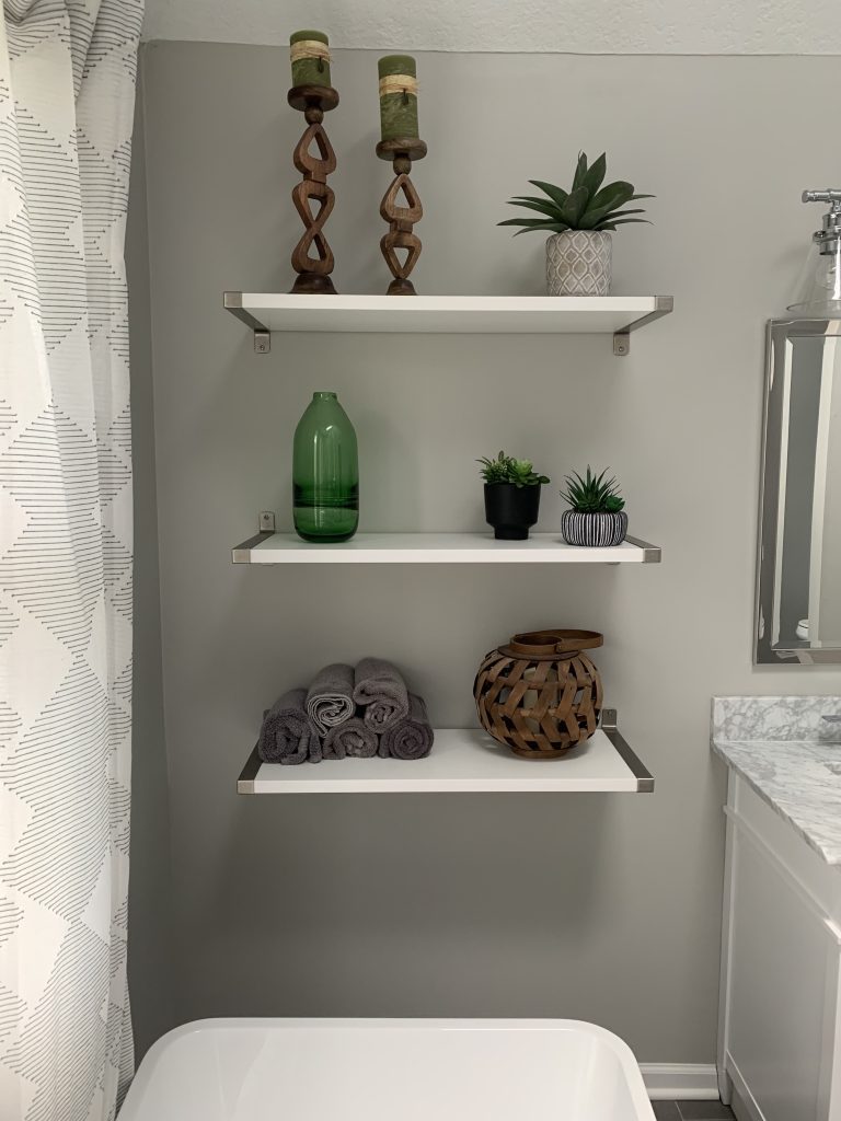 Installation of IKEA GRANHULT shelves in bathroom