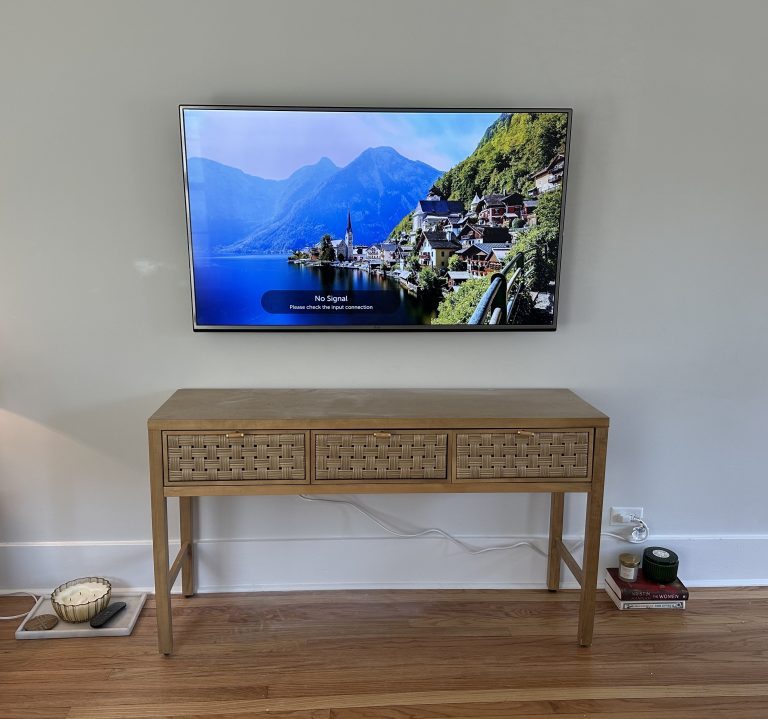 Mounting of TV and installation of in-wall cable hiding kit