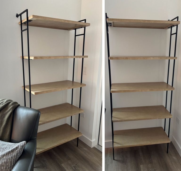 Installation of wall-mounted book shelf