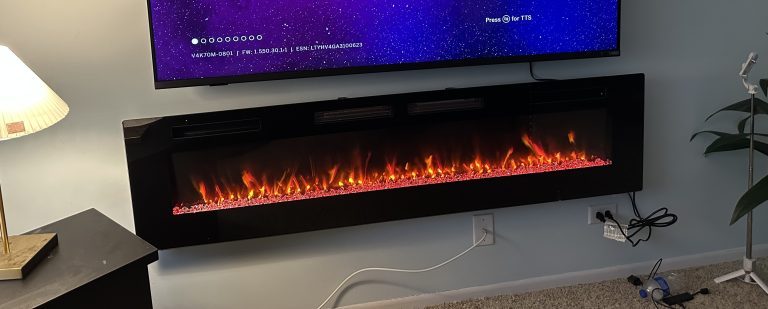 Wall-mounted electric fireplace installation