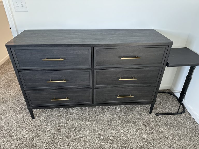 Assembly of dresser and two nightstands