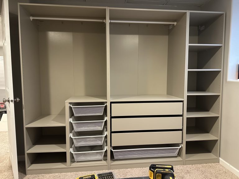 Assembly of bedroom storage cabinets