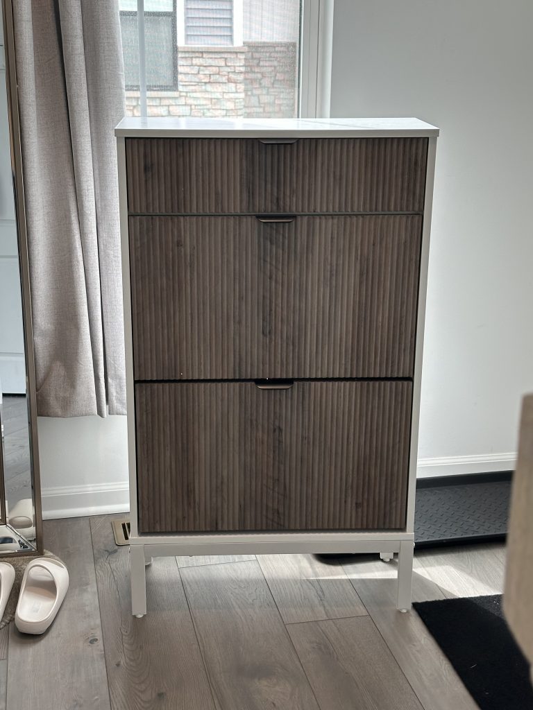 Assembly of shoe storage cabinet