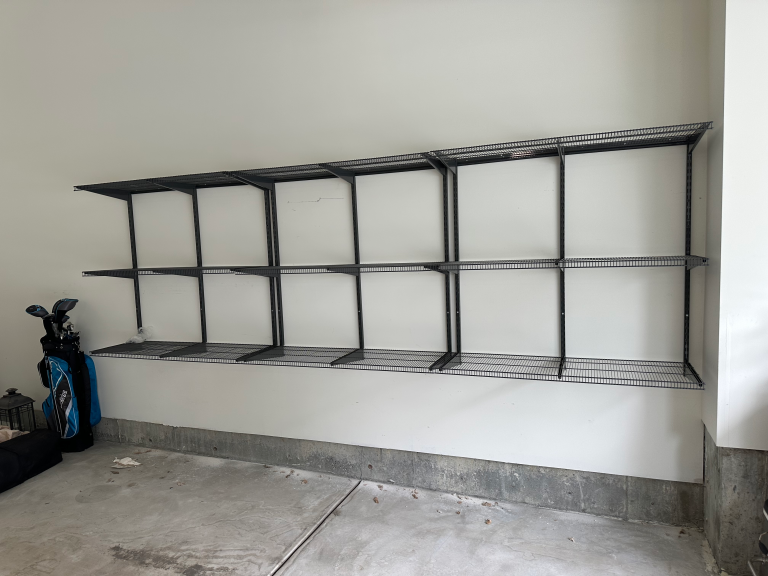 Installation of metal shelves in garage