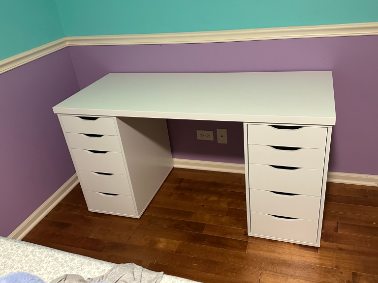 Assembly of dresser and desk