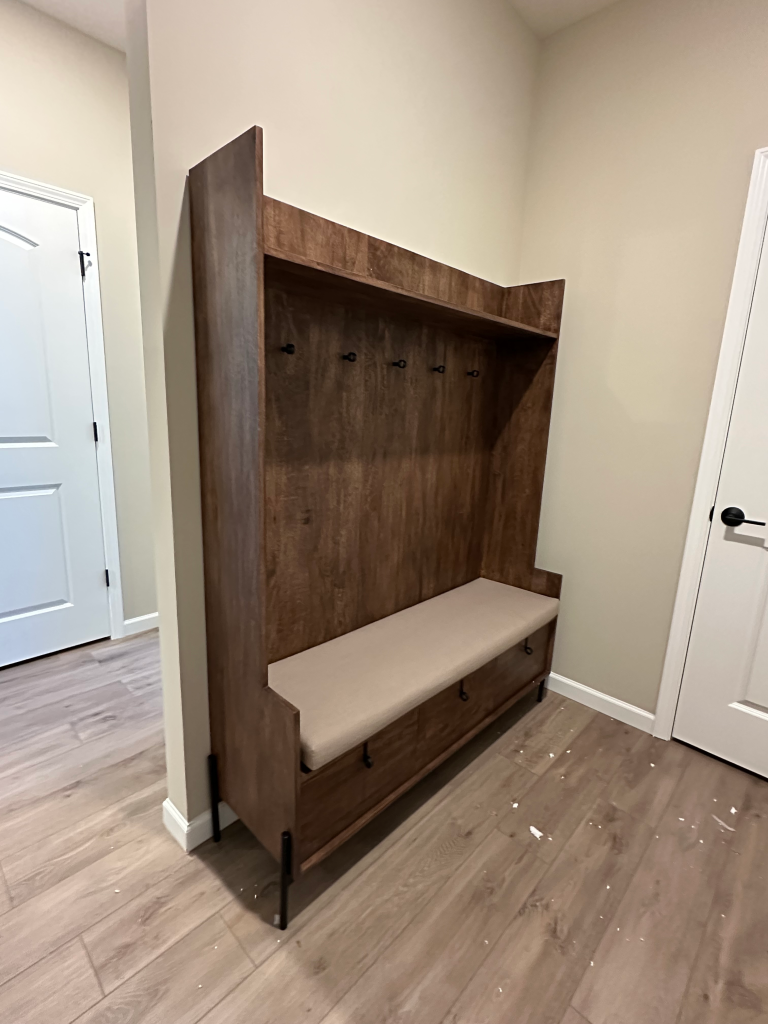 Hall tree and porch furniture assembly and more