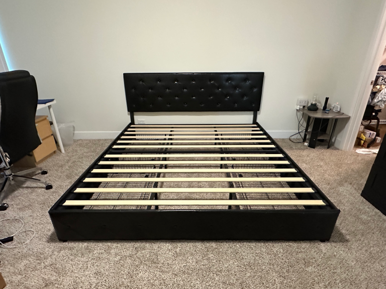 Assembly of king size bed with slide-out storage drawers