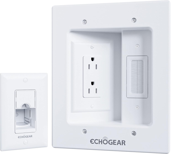 Dual Outlet ECHOGEAR TV Cord Hider Kit for Wall Mounted TV