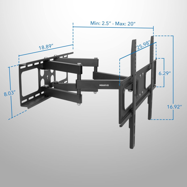 Mount-It! Outdoor TV Mount Weatherproof, Anti-Rust Anti-Corrosion Outside TV Bracket for Patio, Gazebo and Exterior, Fits 37-80"