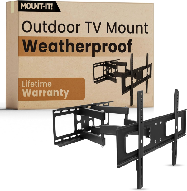 Mount-It! Outdoor TV Mount Weatherproof, Anti-Rust Anti-Corrosion Outside TV Bracket for Patio, Gazebo and Exterior, Fits 37-80"