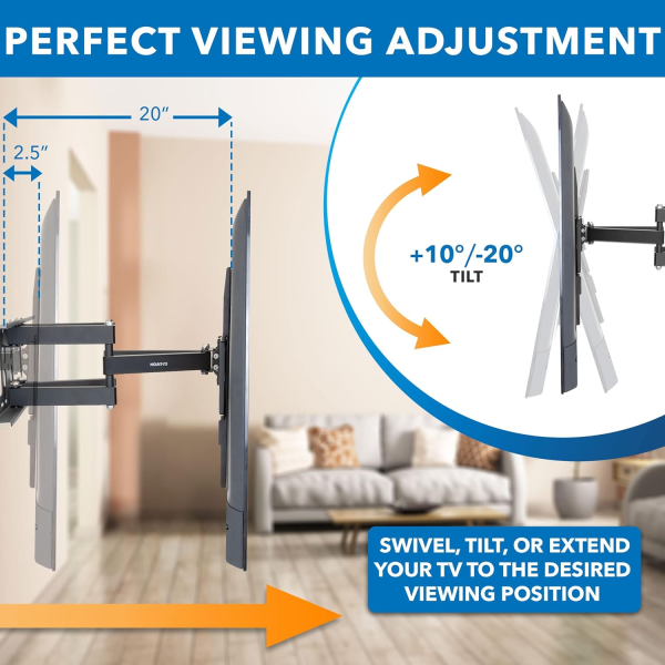 Mount-It! Outdoor TV Mount Weatherproof, Anti-Rust Anti-Corrosion Outside TV Bracket for Patio, Gazebo and Exterior, Fits 37-80"