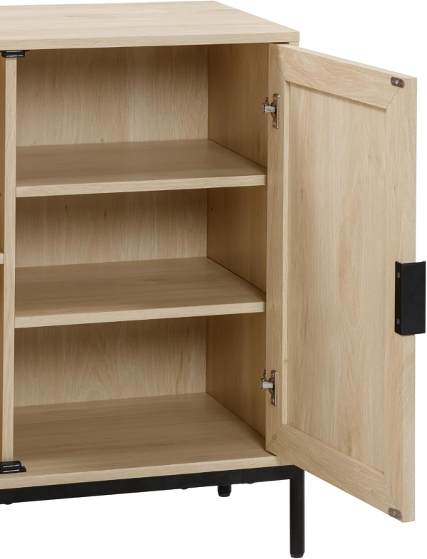 Nathan James Andrew Bohemian TV Stand or Kitchen Sideboard Credenza, Rattan Accent Cabinet