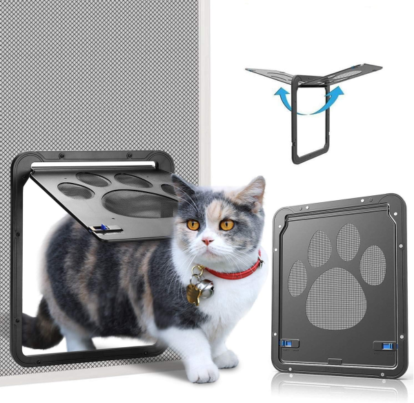 Ownpets • Pet Door for Screen Door • 8x10 inch, Lockable Magnetic Flap