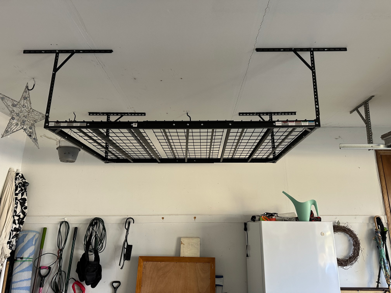 Mounting of overhead garage shelves