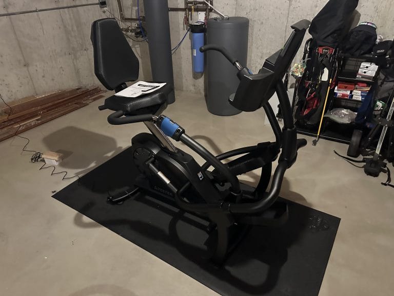 Recumbent elliptical cross trainer assembly