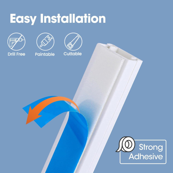 On-wall cord hiding kit • Paintable cable raceway