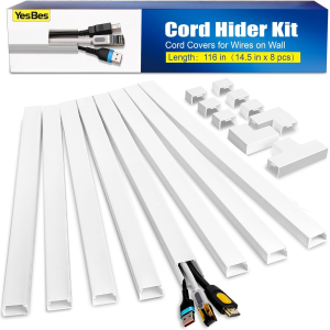 On-wall cord hiding kit • Paintable cable raceway