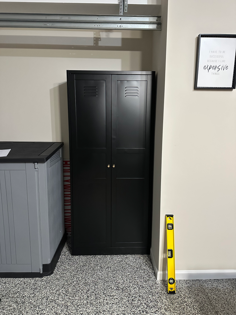 Assembly of metal storage cabinet