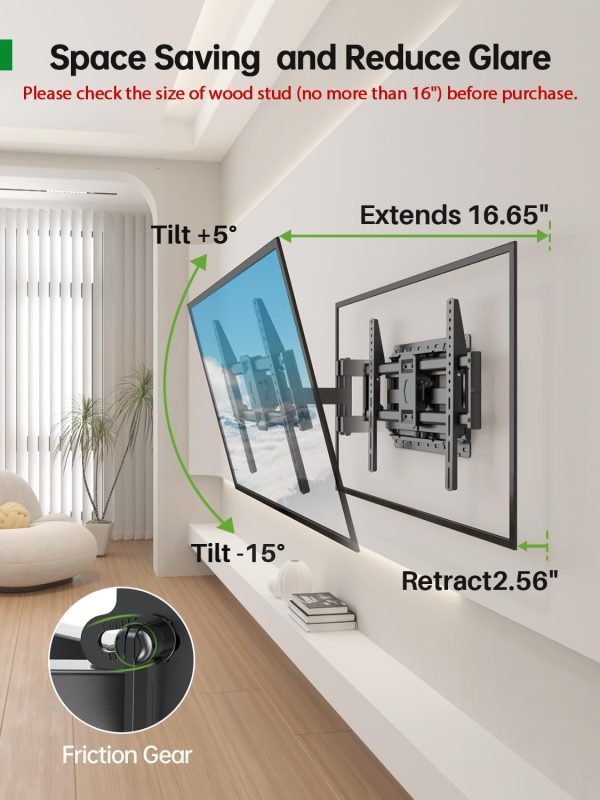 Full Motion TV Wall Mount for Most 42-90 inch TVs