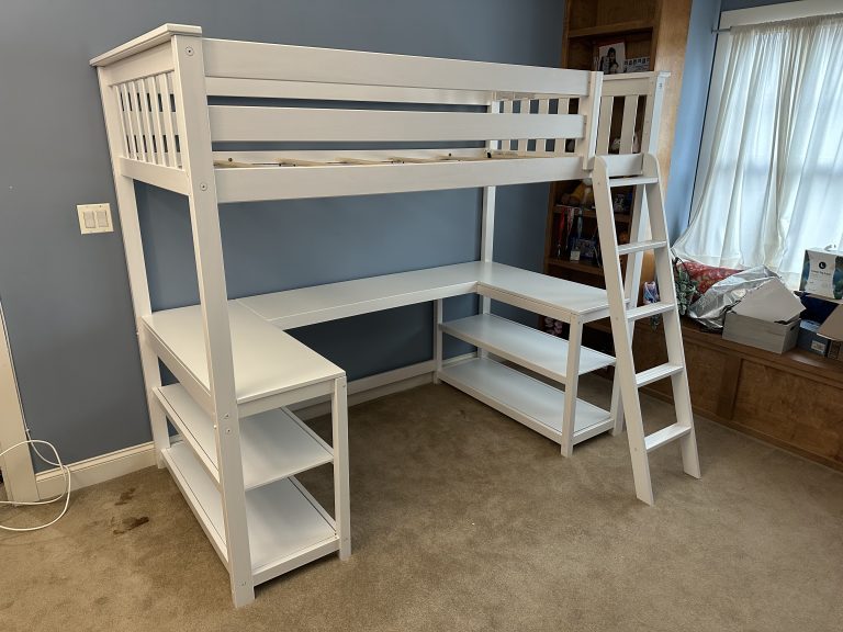 Loft bed and desk assembly