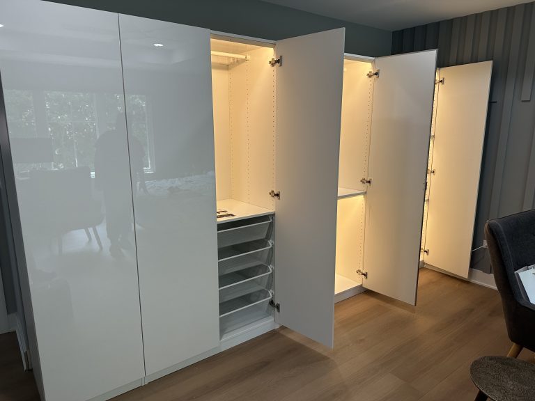 Installation of IKEA PAX closet system and light kits