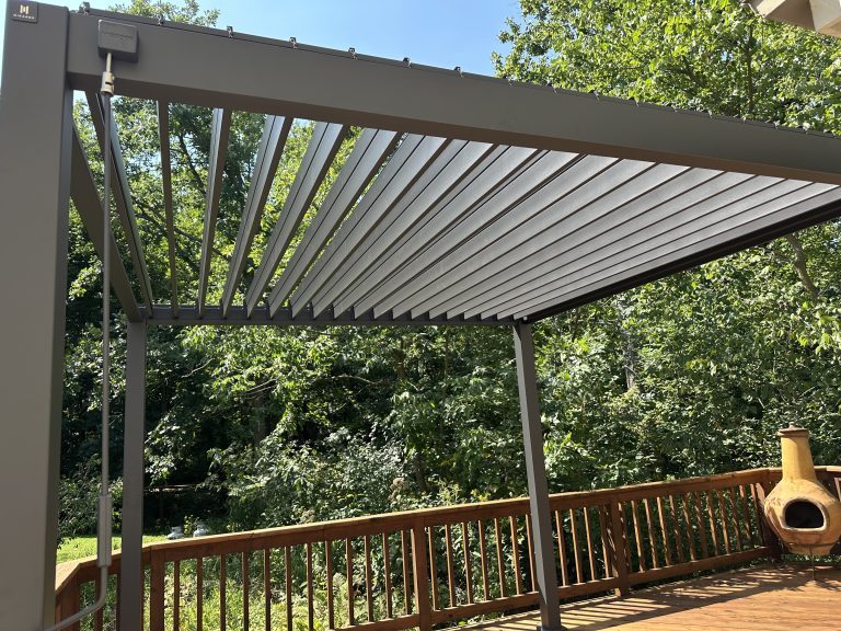 Assembly of 10×10 pergola on back deck